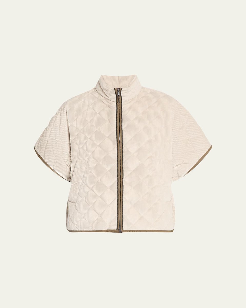 Corduroy Short-Sleeve Cashmere Padded Thermal Jacket